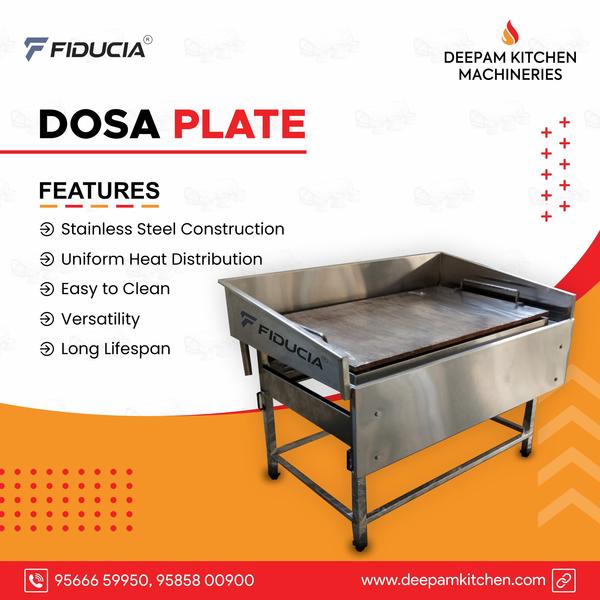 Deepam Kitchen Machineries is a manufacturer, exporter and supplier of SS/MS Dosa Plate. These products are fabricated using premium quality stainless steel 304 grade. We can customise the different sizes as per customer requirements. These products are fabricated using premium quality raw materials sourced from our valued vendors.All the prouducts are ergonomicalluy designed to take on the toughest jobs with optimum performance.