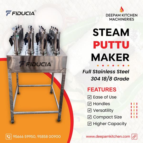 Deepam Kitchen Machineries is a manufacturer, exporter and supplier of Steam Kuzha Puttu Maker / Steamer Making Machine. We can customise the quantity as per customer requirements.  These products are fabricated using premium quality raw materials sourced from our valued vendors.  All the prouducts are ergonomicalluy designed to take on the toughest jobs with optimum performance. Thus saving the running cost on manpower, and electricity and kitchen hygine.