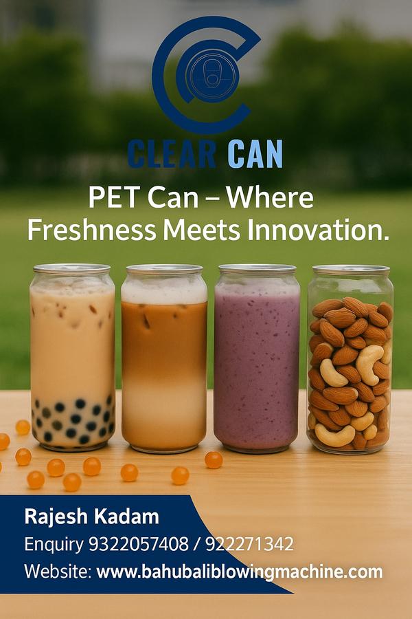 Fresh Looks, Fresh Taste – With Clear Can!Ever bought a drink or snack just because it looked good in the package? That’s what Clear Can is all about! We make super cool PET cans that show off what’s inside—like bubble tea, cold coffee, smoothies, or even dry fruits. Our cans keep everything fresh and fun to look at too. They’re strong, light, and easy to carry around. And guess what? They’re totally recyclable, so they’re good for the planet.Whether you run a café or a snack brand, our cans make your products pop! No boring boxes—just clear, clean, and cool packaging. Because when your product looks great, people want it more!📞 Rajesh Kadam📲 Enquiry: 9322057408 / 9222712342