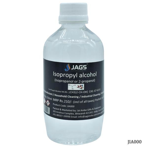1. Material: Isopropyl Alcohol. The bottle contains 250 ml of Isopropyl Alcohol.2. Rubbing alcohol removes polymer clay residue from hands, tools, and work surfaces.3. It dissolves alcohol ink and can be used to create designs with it.4. Isopropyl alcohol can be used to remove dried varnish from brushes or baked polymer clay.5. WARNING - It is flammable and vapours harmful. Vapour may cause flash fires. Keep out of reach from children.