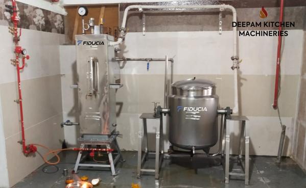 Deepam Kitchen Machineries is a manufacturer, exporter and supplier of Steam Cooking System. We are offering LPG Fired / Firewood Boiler System as per customer requirements.  We can use this for Rice Cooking, Sambar Making Boiling, Vegetable Boiling & Milk Boiling. These products are fabricated using premium quality raw materials sourced from our valued vendors.  All the prouducts are ergonomicalluy designed to take on the toughest jobs with optimum performance. Thus saving the running cost on manpower, and electricity and kitchen hygine.