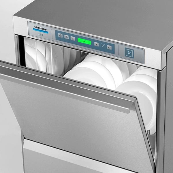 The U50 undercounter Dishwasher is a professional Dishwashing solution at an attractive price. All the expertise of Winterhalter, the worldwide specialist in Dishwashing, has gone into the machine. And it meets the high demands of first-class Dishwashing quality and maximum efficiency.