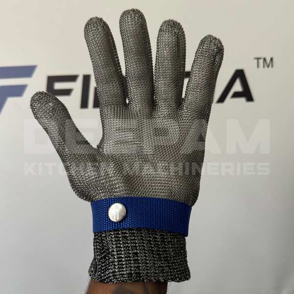 Fiducia SteelGuard Cut-Resistant GloveThe Fiducia SteelGuard Cut-Resistant Glove is engineered to provide maximum protection in high-risk environments like butchery, food processing, and industrial settings. Made with high-quality stainless steel wire mesh, this glove is designed to protect your hands from sharp tools and blades while offering superior flexibility and comfort.Key Features:- Premium Stainless Steel Wire Mesh: Provides an incredibly strong, cut-resistant barrier against blades, knives, and other sharp objects.- Durable & Flexible: The glove maintains high durability without compromising on flexibility, allowing for precise, confident handling of tools.- Ergonomic Fit: Designed for comfort with a snug fit that reduces hand fatigue, enabling extended use without discomfort.- Breathable & Lightweight: Keeps your hands cool and comfortable even during long hours of use, thanks to its breathable design.- Easy to Clean: Simply wash and sanitize after each use for reliable, ongoing protection.- Versatile Protection: Ideal for butchers, food processors, manufacturers, and anyone working with sharp instruments.Whether you’re handling meat, operating sharp machinery, or managing high-precision tasks, the Fiducia SteelGuard Cut-Resistant Glove ensures your hands remain safe, secure, and fully protected. Trust Fiducia for the highest standard in safety gear that stands up to the toughest challenges.