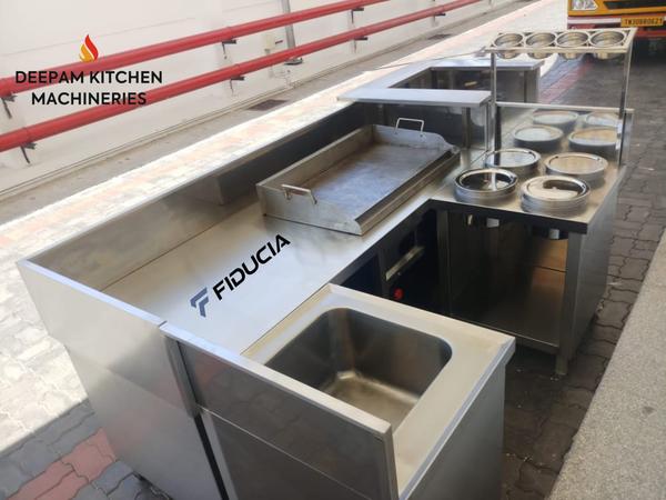 Deepam Kitchen Machineries is a manufacturer, exporter and supplier of SS Dosa Live Counter. These products are fabricated using premium quality stainless steel 202 and 304 grade. We can customise the different sizes as per customer requirements. These products are fabricated using premium quality raw materials sourced from our valued vendors.All the prouducts are ergonomicalluy designed to take on the toughest jobs with optimum performance.