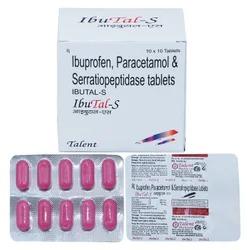 Medicine Type	AllopathicForm Of Medicine	TabletPackaging Type	BLISTERPackaging Size	10X10Type of Product Range	AnalgesicIbuprofen 400 Mg + Paracetamol 325 Mg + Serratiopeptidase 10 Mg Tablet