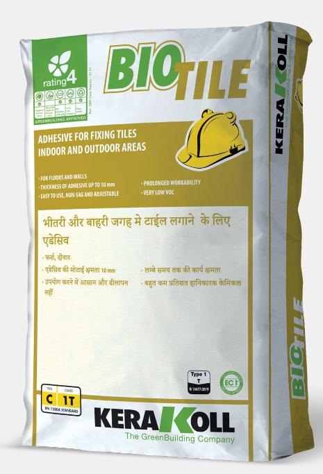 BiotileAdhesive for fixing tiles indoor and outdoor areas.Walls and floorsAdjustableThicknesses up to 10 mmNo sagProlonged workabilityVery low VOC