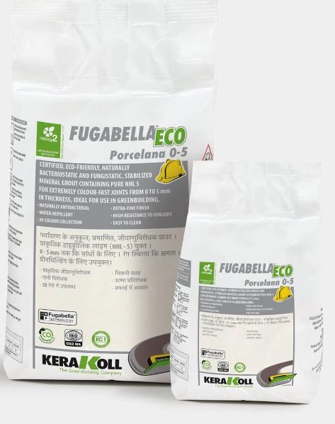 Fugabella Eco Porcelana 0‑5Mineral grout for extremely colour‑fast joints from 0 to 5 mm in thickness.Fugabella Eco Porcelana 0‑5 develops an extra‑fine, micro grain finish with scratch‑proof surface hardness which enhances the reflected light effect ensuring it blends seamlessly with the design of ceramic tiles, glass mosaic and natural stone.Colour range: 20 coloursFloors and walls, for internal and external useWater‑resistant and low absorptionColor uniformity and resistance to shade variationIdeal for grouting rectified tilesSuitable for vitrified tiles, ceramics, low thickness slabs and natural stoneEasy to clean and maintain