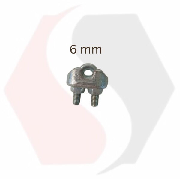 High-quality 6 mm wire rope clamp designed for secure fastening, joining, and terminating of wire ropes in lifting, rigging, and general-purpose applications. Manufactured from heavy-duty galvanized steel for superior corrosion resistance and long-lasting performance in harsh environments. Ideal for use in construction, marine, industrial, and outdoor settings, this clamp ensures a strong grip and reliable safety when forming wire rope loops or preventing fraying. Easy to install and reusable, meeting standard safety and load-bearing requirements.