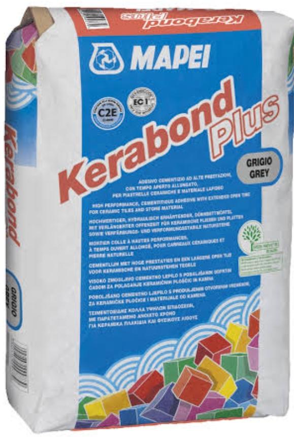 Kerabond Plus is a grey or white special additives according to a formula developed in the MAPEI research laboratories.When mixed with water it forms mortar with the following characteristicsgood workabilityhardens with very litle shrinkageperfect adhesion to all materials normally used in the building industry;