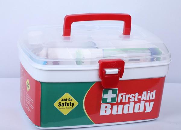 A first aid kit is a collection of essential medical supplies and equipment used to provide immediate care in case of injury or sudden illness. It typically includes items like adhesive bandages, antiseptic wipes, gauze pads, adhesive tape, scissors, tweezers, gloves, and pain relievers. Some kits may also contain burn cream, cold packs, CPR masks, and emergency blankets. Designed for quick access during emergencies, first aid kits are vital in homes, workplaces, vehicles, and public areas. Keeping a well-stocked and regularly updated kit ensures prompt and effective response to minor injuries and can help stabilize a person until professional medical help arrives.