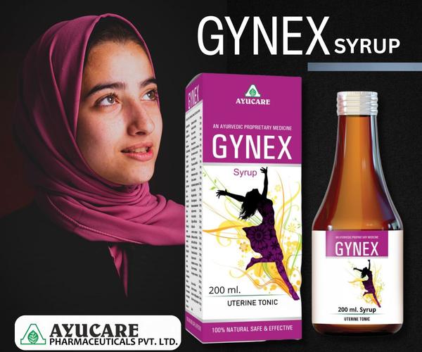 Ayurvedic Uterine Tonic | Leukorrhea | MenorrhagiaIngredients: Ashoka, Shatavri, Dashmoola, Musta, Ashwagandha, Lodhra, Daru haridra etc. Packing: Gynex Syrup is available in 200 ml & 400 ml PET Bottle.Gynex is useful in Functional uterine dis-orders, useful in Leukorrhea, Menorrhagia etc.Dosage: 2 teaspoonful twice or thrice a day or as directed by the physician.Simultaneous use of Hemocare capsules produces rapid results in bleeding.