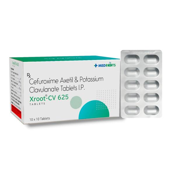 XROOT-CV 625 - Cefuroxime+clavulanic Acid is used to treat various bacterial infections such as pharyngitis/tonsillitis (throat infections), otitis media (ear infections), sinusitis (infection of the sinuses), gonorrhoea (sexually transmitted disease), Lyme disease, septicaemia (bloodstream infection), meningitis (inflammation of the