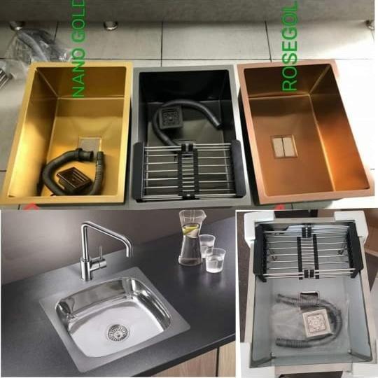 A sink, also known as a washbasin or basin, is a plumbing fixture, typically a bowl or basin with taps (faucets) and a drain, used for washing hands, dishes, and other items. It's commonly found in kitchens and bathrooms.