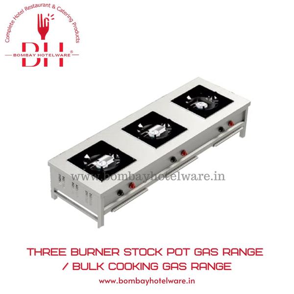 Built for heavy-duty bulk cooking, this Three Burner Stock Pot Gas Range is ideal for restaurants, community kitchens, hostels, and catering units. Strong, spacious, and made to handle large vessels and high flame cooking with ease.✔ 3 High-Power Stock Pot Burners  ✔ Strong MS Pan Support for Heavy Vessels  ✔ Stainless Steel Body – Durable & Hygienic  ✔ Perfect for Bulk Rice, Curries, Dal, Gravies