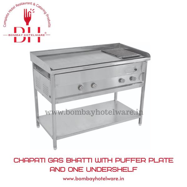 This Chapati Bhatti comes with a heavy-duty puffer plate and a bottom undershelf for extra storage. Ideal for tandoori rotis, chapatis, and puffed breads in hotels, restaurants, and mess kitchens.✔ Heavy Iron Puffer Plate for Fast Chapati Puffing  ✔ Undershelf for Extra Storage & Utility  ✔ Compact & Rugged Design for Heavy Use  ✔ Perfect for Mess, Hotels & Catering Units