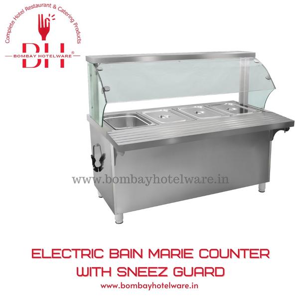 Electric Bain Marie Counter with Sneeze Guard