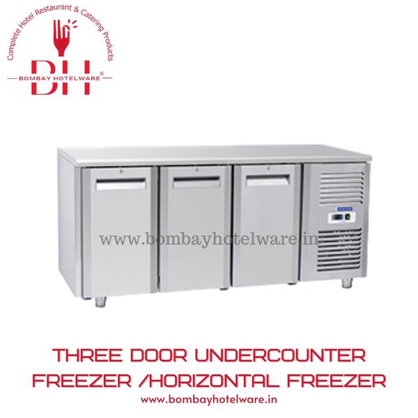 Built for heavy-duty kitchen freezing, this 3-door undercounter freezer saves space while keeping your frozen items easily accessible. Ideal for hotels, bakeries, and cloud kitchens.✔ Undercounter Design – Space-Saving Layout  ✔ 3 Stainless Steel Doors with Deep Freezing  ✔ Strong Build & Energy Efficient Cooling  ✔ Perfect for Meat, Desserts & Bulk Storage