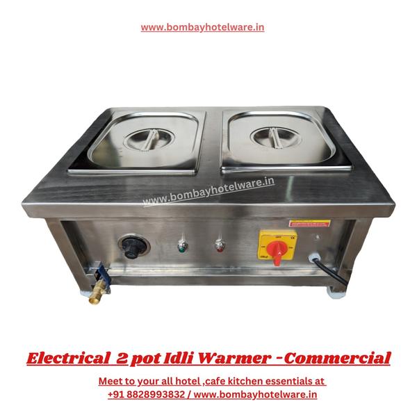 Keep your idlis, sambhar, or curries warm and ready to serve with this compact 2-pot electric food warmer. Ideal for live counters, catering, and small Indian food setups.✔ 2 Round Pots with Lids – GN Compatible  ✔ Stainless Steel Electric Bain Marie  ✔ Ideal for Idli, Sambar, Gravy & Snacks  ✔ Perfect for Buffet, Catering & QSR Counters