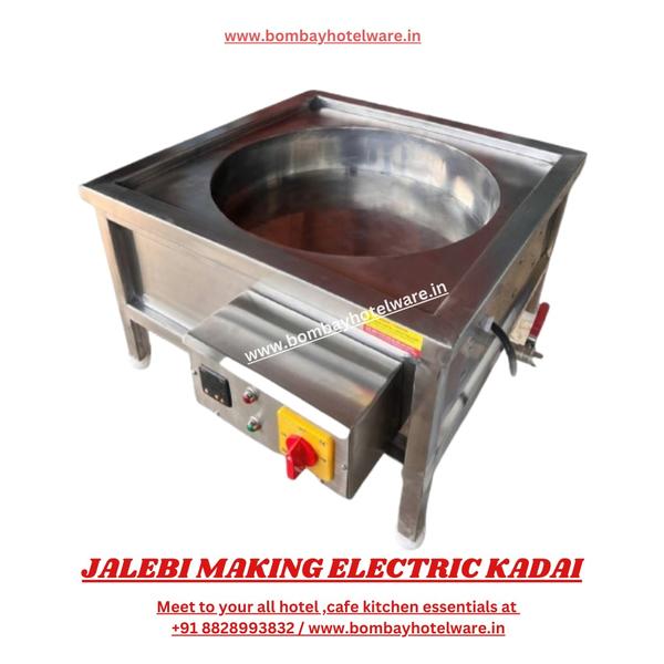 This Electric Kadai is specially designed for making Jalebi, Ghewar, and other Indian sweets. Energy-efficient and compact, it ensures consistent frying with minimal oil wastage.✔ Ideal for Ghewar, Jalebi & Indian Sweets  ✔ Uniform Heating with Electric Coil Base  ✔ Strong Stainless Steel Kadai with Stand  ✔ Perfect for Halwai, Caterers & Sweet Shops