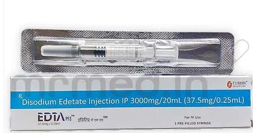 EDTA 37 5MG INJECTIONSGet Latest PriceBrand Name	EDTA 37.5MG INJManufacturer	FUSION HEALTH CARE (P) LTD.Dose	37.5MGPackaging Type	BOXPackaging Size	20MLComposition	DISODIUM EDETATEPrescription/Non prescription	PRESCRIPTIONWe are one of the wholesale distributors for EDTA 37 5MG INJECTIONS in India, based in Mumbai.
