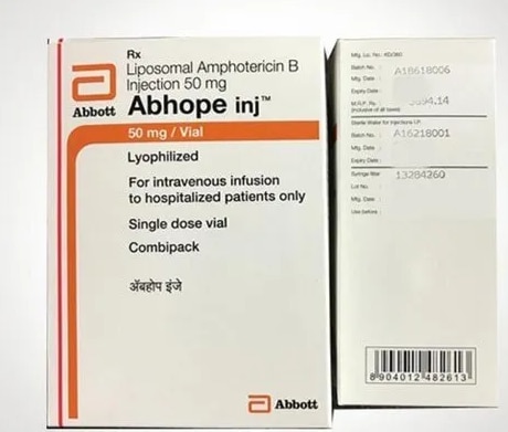 Liposomal Amphotericin B 50mg InjectionGet Latest PriceBrand	AbhopeComposition	Liposomal Amphotericin B 50mgPackaging Size	Pack of 1 VialManufacturer	Abbott LaboratoriesDosage	50 MGPrescription/Non prescription	PrescriptionNTRODUCTIONABHOPE 50MG contains Amphotericin B which belongs to a group of medicines known as anti-fungal antibiotics. It is indicated for severe life threatening fungal infections and visceral leishmaniasis (developed by parasite).Amphotericin B is an antifungal medicine, which can be fungistatic or fungicidal, depends on its concentration and fungal susceptibility, which acts by binding to ergosterol in the fungal cell membrane eventually causes membrane damage.  This results in cell contents leak from the fungal cell and cell death happens. It has greater affinity for fungal ergosterol than for the cholesterol of human cells. Amphotericin B is a macrocyclic which is created from a strain of Streptomyces nodosus.ABHOPE 50MG will be administered by physician or nurse, inform your physician if you have or had liver, kidney or heart problems, are pregnant women or breastfeeding mothers. This medicine is not suitable for babies less than 1 month old. The common side effects are nausea, vomiting, fever, chills and decrease in potassium levels.USES OF ABHOPE 50MGTreats severe life threatening fungal infections and LeishmaniasisHOW ABHOPE 50MG WORKSAmphotericin B works by slowing the growth of fungi that causes infection.DIRECTIONS FOR USEABHOPE 50MG will be administered as an infusion into a vein (drip) by physician or nurse.SIDE EFFECTS OF ABHOPE 50MGCOMMONFever, chillsDecrease in blood potassium levelsNausea or vomitingIncrease in blood sugar levelsHeadacheFast heart rateDecrease in blood pressure and flushingBreathlessnessDiarrhoeaStomach painRashChest and back painAbnormal liver or kidney test resultsHOW TO MANAGE SIDE EFFECTSNausea:Stick to regular meals and avoid spicy foods.Diarrhoea:Take large amount of fluids to avoid dehydration. ORS can also be used to prevent dehydration.Vomiting:Drink ice-cold drinks and eat light foods and avoid sweets.Abdominal pain:Place a warm water bottle on your abdomen or soak in a warm bath. Drink sufficient amount of water.Headache:Rest in a quiet, comfortable, and dark room with a cold or wet cloth on your temple.