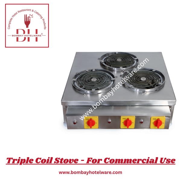 Built for heavy-duty use, this triple-coil tabletop stove is perfect for commercial kitchens, stalls, and canteens. Fast heating, compact design, and easy operation make it a reliable choice.✔ 3 Coil Burners – Cook Multiple Items Simultaneously  ✔ Compact Tabletop Design – Space-Saving  ✔ Heavy Duty Body for Continuous Use  ✔ Ideal for Mess, Food Stalls, & Small Kitchens