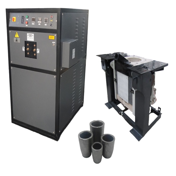 Induction Melting Furnace for Gold and Silver – High Efficiency, Precision, and Durability
Shapet Induction Pvt Ltd proudly offers a high-performance Gold Melting Tilting Furnace designed for melting gold, silver, and other precious metals with precision and safety. With capacities ranging from 10 kg to 60 kg, this induction melting machine is ideal for medium to large-scale jewelry manufacturers, bullion refineries, and metal casting units.
Equipped with advanced tilting mechanism, this furnace ensures easy pouring, reduced metal wastage, and enhanced operator safety. The system uses medium-frequency induction heating, ensuring rapid and uniform melting with minimal power consumption.