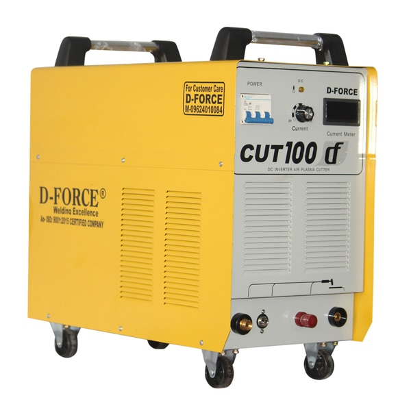 PLASMA CUT 100 RFHD ManufacturersWe are also supply in Andhra Pradesh, Arunachal Pradesh, Assam, Bihar, Chhattisgarh, Goa, Gujarat, Haryana, Himachal Pradesh, Jharkhand, Karnataka, Kerala, Madhya Pradesh, Maharashtra, Manipur, Meghalaya, Mizoram, Nagaland, Odisha, Punjab, Rajasthan, Sikkim, Tamil Nadu, Telangana, Tripura, Uttar Pradesh, Uttarakhand, and West BengalD-FORCE MAKE CUT 100 PLASMA CUTTING MACHINE INVERTER BASE WITH ALL STANDARD ACCESSORIES.CUTTING - 2MM TO 20MM THICKNESSUP TO 50 % POWER SAVINGHANDY AND PORTABLE.WITH ACCESSORIES :- 1) PLASMA TORCH 2) EARTHING CLAMP 3) FRLDFCUT100