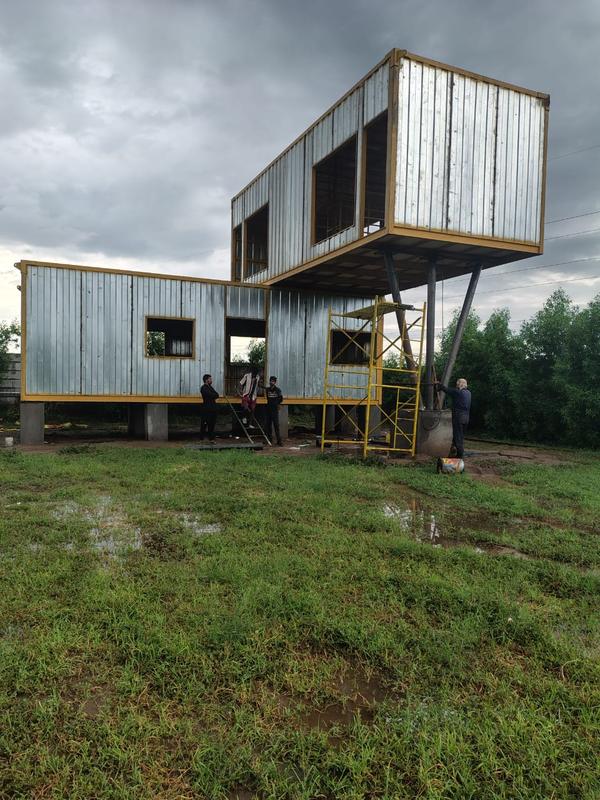 We are one of the best manufacturer of portable container in Surat. This product are one of them we are use standard GI material Base structure MS I-Beam 100X50mm well decorated for internal interior with conceal wiring and insulation out side paint two coat epoxy primer and two coat epoxy paint.