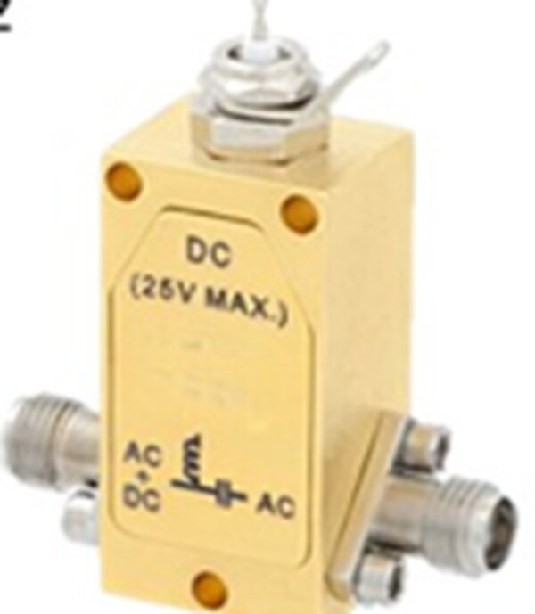 0.1 MHz to 26.5 GHz 3.5mm Bias Tee Rated to 750mA and 25 Volts DC