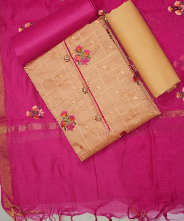 Bring vibrant charm to your ethnic wardrobe with this Orange and Pink Color Embroidered Work Dressmaterial. Featuring a bright orange base adorned with delicate pink embroidery, this dress material beautifully blends boldness with femininity for a truly captivating look.Made from premium-quality fabric, the unstitched set includes an intricately embroidered orange top paired with a matching or contrasting pink bottom and a coordinating dupatta. The elegant threadwork highlights add a festive touch, making it perfect for celebrations, parties, or casual traditional outings.📦 Product Details:Top Fabric: Orange (Cotton / Georgette / Chanderi with embroidery)Bottom Fabric: Pink (Cotton / Santoon / Silk blend)Dupatta: Coordinated orange-pink printed or embroidered fabricWork: Thread Work / Zari / Resham EmbroideryType: Unstitched Dress MaterialOccasion: Festive wear, party wear, casual ethnic occasions🌟 Why Choose This Dressmaterial?Comfortable, breathable fabric with exquisite embroideryBold and elegant color combination that stands outVersatile style — perfect for stitching into salwar suits, kurtis, or churidarsIdeal gift option for loved ones or self-styling