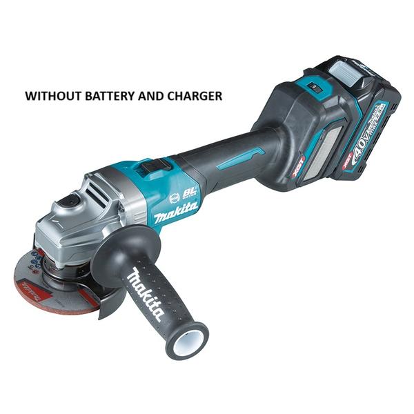 • WITHOUT BATTERY AND CHARGER
• 40Vmax XGT BL AWS AFT Cordless 100 mm (4″) Angle Grinder, Anti-Restart Function, Electric Brake, Slide Switch Lock-On
• Outperforming performance and efficiency similar to corded 1,000 W class grinder
• Genuine solution for high demand industrial applications
• Excellent in continuous heavy-duty work
• In masonry cutting, the max output power is 40% higher than DGA404 series, similar to 9564H series
• High durability; The upsized ball bearings support the rotor to withstand the high power of XGT tool; New switch with reduced contact wear
• New toolless wheel cover allows for fast and easy angle adjustment and installation/removal of wheel cover
• Auto-start Wireless System (AWS) connects to compatible vacuum cleaners with Bluetooth
• Active Feedback sensing Technology (AFT) turns the motor off if rotation speed suddenly slows or wheel is forced to stop
• Electric brake for maximum productivity
• BL motor delivers 8,500 RPM
• BL motor eliminates carbon brushes, enabling the BL motor to run cooler and more efficiently for longer life
• BL motor is electronically controlled to optimize battery energy use for longer run time per charge
• BL motor efficiently uses energy to match torque and RPM to the changing demands of the application
• Soft grip provides increased comfort on the job
• Slide switch with lock-on for operator convenience
• Soft start suppresses start-up reaction for smooth start-ups and longer gear life
• Spiral bevel gears for smoother rotations and a more efficient transfer of energy
• Anti-restart function engineered to minimize motor start up when battery is inserted with switch locked on
• XPT (eXtreme Protection Technology); For use in outdoor applications or harsh environments, protection from dust and dripping water is enhanced.Side handle can be installed on either side of the tool for operator convenience. Wheel cover protects operator from accidental scattering of broken wheel or workpiece with minimal wheel cover movement. Spindle lock for easy wheel changes.
Technical Specification
Wheel Diameter : 100 mm (4″)
Hole Diameter : 16 mm (5/8″)
Max Wheel Thickness : 6.4 mm (1/4″)
No Load Speed (RPM) : 3,000 – 8,500
Vibration Level : Surface Grinding w/ Normal Side Grip: 5.0 m/s²
Sound Pressure Level : 81 dB(A)
Sound Power Level : 92 dB(A)
Dimensions (L x W x H) : w/ BL4020 / BL4025: 413 x 117 x 150 mm (16-1/4 x 4-5/8 x 5-7/8″)
Dimensions (L x W x H) : w/ BL4040: 425 x 117 x 162 mm (16-3/4 x 4-5/8 x 6-3/8″)
Net weight : 2.8 – 3.4 kg (6.2 – 7.5 lbs.)
Standard Accessories:
Grinding Wheel, Toolless Wheel Cover, Side Grip, Lock Nut Wrench.
WITHOUT BATTERY AND CHARGER
