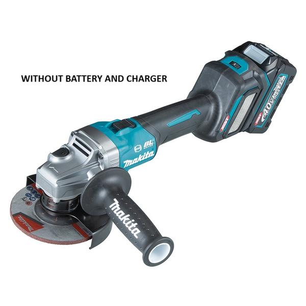 • WITHOUT BATTERY AND CHARGER
• 40Vmax XGT BL AWS AFT Cordless 125 mm (5″) Angle Grinder, Anti-Restart Function, Electric Brake, Slide Switch Lock-On
• Outperforming performance and efficiency similar to corded 1,000 W class grinder
• Genuine solution for high demand industrial applications
• Excellent in continuous heavy-duty work
• In masonry cutting, the max output power is 40% higher than DGA404 series, similar to 9564H series
• High durability; The upsized ball bearings support the rotor to withstand the high power of XGT tool; New switch with reduced contact wear
• New toolless wheel cover allows for fast and easy angle adjustment and installation/removal of wheel cover
• Auto-start Wireless System (AWS) connects to compatible vacuum cleaners with Bluetooth
• Active Feedback sensing Technology (AFT) turns the motor off if rotation speed suddenly slows or wheel is forced to stop
• Electric brake for maximum productivity
• BL motor delivers 8,500 RPM
• BL motor eliminates carbon brushes, enabling the BL motor to run cooler and more efficiently for longer life
• BL motor is electronically controlled to optimize battery energy use for longer run time per charge
• BL motor efficiently uses energy to match torque and RPM to the changing demands of the application
• Soft grip provides increased comfort on the job
• Slide switch with lock-on for operator convenience
• Soft start suppresses start-up reaction for smooth start-ups and longer gear life
• Spiral bevel gears for smoother rotations and a more efficient transfer of energy
• Anti-restart function engineered to minimize motor start up when battery is inserted with switch locked on
• XPT (eXtreme Protection Technology); For use in outdoor applications or harsh environments, protection from dust and dripping water is enhanced.Side handle can be installed on either side of the tool for operator convenience. Wheel cover protects operator from accidental scattering of broken wheel or workpiece with minimal wheel cover movement. Spindle lock for easy wheel changes.
Technical Specification
Wheel Diameter : 125 mm (5″)
Hole Diameter : 22.23 mm (7/8″)
Max Wheel Thickness : 7.2 mm (9/32″)
No Load Speed (RPM) : 3,000 – 8,500
Vibration Level : Surface Grinding w/ Normal Side Grip: 6.5 m/s²
Sound Pressure Level : 81 dB(A)
Sound Power Level : 92 dB(A)
Dimensions (L x W x H) : w/ BL4020 / BL4025: 413 x 140 x 156 mm (16-1/4 x 5-1/2 x 6-1/8″)
Dimensions (L x W x H) : w/ BL4040: 425 x 140 x 168 mm (16-3/4 x 5-1/2 x 6-5/8″)
Net weight : 3.0 – 4.4 kg (6.6 – 9.7 lbs.)
Standard Accessories:
Grinding Wheel, Toolless Wheel Cover, Side Grip, Lock Nut Wrench.
WITHOUT BATTERY AND CHARGER