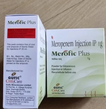 Meropenem Injection IpGet Latest PriceBrand	Merofic PlusManufacturer Name	Gufic Bioscience LtdStrength	1 gmInjection Site	IV OnlyInjectable Form	Lyophilized PowderPackaging Type	VialPrescription/Non Prescription	PrescriptionUsage/Application	Clinic & HospitalStorage Type	Store at room temperature (10-30 DegreeC)Established as a Partnership firm in the year 2017 at Mira Road (Mumbai, India), we “Shree Guru Pharma” are a leading Wholesale Distributor of a wide range of Pharmaceutical Injection, Pharmaceutical Tablets, Meropenem Injections, etc