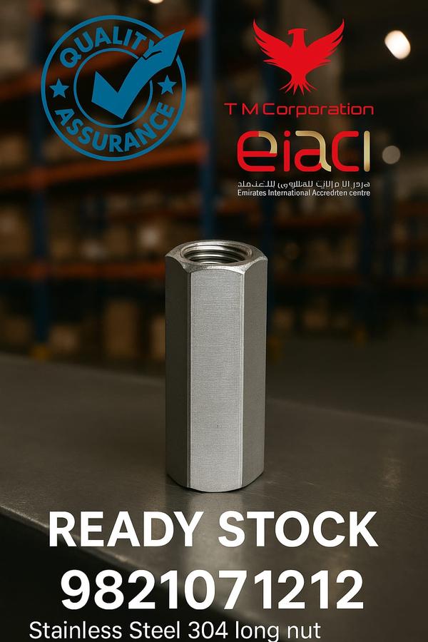 The process of manufacturing SS304 long nuts (also called coupling nuts) involves several precise steps to ensure accurate threading, strength, and corrosion resistance. Common Names of stainless steel 304 long nut : (Long Nut, Coupling Nut, Extension Nut, Connector Nut). Raw Material Selection for stainless steel 304 long nut: Stainless Steel 304 (SS304) rod or hexagonal bar. If the nut is not pre-hexagonal, it is machined to hex shape using a CNC turning or milling machine. Cutting process of 304 long nut ss:- Bars or rod are cut to the required length using automatic cutting machines or band saws. Hole making process of 304 long nut ss :- A hole is drilled longitudinally through the nut using CNC or lathe drilling machines. Hole size is slightly smaller than the final thread diameter. Threading ss 304 long nut : Internal threads (e.g., M6, M8, M10, M12) are cut using tapping machines or CNC machines. Surface Treatment for 304 long nut ss:- Passivation to remove free iron and improve corrosion resistance. Pickling removes weld scales or oxide layers. Using ultrasonic cleaners or acid pickling for rust-free finish. Quality Inspection:-Dimensional accuracy (length, diameter), Thread depth and fit (using thread gauges), Material testing (spectro or PMI test), Surface finish inspection. Advantages:-Excellent corrosion resistance, Long service life, High mechanical strength, Suitable for outdoor, marine, and food-grade use, Clean surface finishProperties of 304 long nut ss:- property and value/ description 1.Standard of ss 304 long nut-AISI 304 / UNS S30400 / WNR 1.4301 2.Type of stainless steel 304 long nut-Austenitic stainless steel 3.Corrosion Resistance of 304 long nut 304 ss-Excellent in atmospheric and mild environments 4.Magnetic of long nut 304 ss-Non-magnetic in annealed condition 5.Heat resistance of 304 long nut ss-Up to 870°C (continuous), 925°C (intermittent) 6.Weldability of nut 304 long stainless steel-Excellent. Our company has till now we have export the long 304 nut ss in india to every states and in foreign too. We also provide the long nut ss 304 all over the country. For example:- UAE, Saudi Arabia, Australia, Europe, Russia, Germany, United States of America, London, Canada, Iran, Turkey, Bangladesh, Thailand, Italy, France, South Africa, Sri Lanka, Israel, Oman, Finland, Qatarand, Kerala, Visakhapatnam, Tamil Nadu, Karnataka, MIDC, Gujarat, Uttar Pradesh, Delhi, Noida, Andhra Pradesh, Bangalore, Goa, Chandigarh, Puducherry, Bihar, Telangana, Hyderabad, Assam, Himachal Pradesh, Chhattisgarh, Odisha etc. Dimensions & Sizes of ss 304 long nut. Thread Size (Metric) Length (mm) Across Flats (Hex) M6 20–60 10 mm M8 25–60 mm 13 mm M10 30–70 mm 17 mm M12 40–80 mm 19 mm M16 50–100 mm 24 mm M20 & above Custom sizes Based on design Chemical Composition of SS304 Element Percentage (%) Chromium (Cr) 18.0–20.0 Nickel (Ni) 8.0–10.5 Carbon (C) ≤ 0.08 Manganese (Mn) ≤ 2.00 Silicon (Si) ≤ 1.00 Phosphorus (P) ≤ 0.045 Sulfur (S) ≤ 0.030 Iron (Fe) BalanceApplications of SS304 Long Nuts1. Stainless steel 304 long nut are use in connecting two threaded rods.2. Stainless steel 304 long nut are use in structural framing.3. Stainless steel 304 long nut are use in HVAC & plumbing supports.4. Stainless steel 304 long nut are use in solar panel installations.5. Stainless steel 304 long nut are use in electrical and instrumentation cable tray mounting.6. Stainless steel 304 long nut are use in pipe hangers.7. Stainless steel 304 long nut are use in equipment foundation bolts.8. Stainless steel 304 long nut are use in mechanical joinery.9. Stainless steel 304 long nut are use in marine & coastal fittings.10. Stainless steel 304 long nut are use in civil and architectural fittings.11. Stainless steel 304 long nut are use in steel structure reinforcements.12. Stainless steel 304 long nut are use in fencing and barrier systems.13. Stainless steel 304 long nut are use in power plant construction.14. Stainless steel 304 long nut are use in wind turbine assembly.15. Stainless steel 304 long nut are use in machine maintenance.16. Stainless steel 304 long nut are use in conveyor systems.17. Stainless steel 304 long nut are use in railway and transportation systems.18. Stainless steel 304 long nut are use in telecom tower erection.19. Stainless steel 304 long nut are use in aerospace assemblies.20. Stainless steel 304 long nut are use in heavy equipment joinery.Packing Nut 304 long ss are packed in corrugated boxes, plastic bags, or bulk in HDPE gunny bags. Export packing may include vacuum-sealed polybags + wooden crates. Small sizes nut are packed in plastic bags, 25–50 pieces per packet. Export packing : Vacuum-sealed polybags + fumigated wooden crates (if required). Then dispatch for delivery. We see to that no damage is on product will packing.Why to choose ARTHA ALLOYS for stainless steel 304 rivet. Delivery is always on time.Raw material is always ready stock. Quality assurance.No minimum order quantity. Inspection of processed goods.In-House Manufacturing.Trust & Transparency.Custom Solutions.Serving All Industries.Support You Can Count On :-Dedicated customer service, quick response time, and after-sales support. Contact: 9821071212 for technical help, pricing, or urgent supply.Our steel is strong—but our customer relationships are even stronger.”ISO 9001: 2008 certificate company. Supplying to Indian and oversea consumers. Government of india recognised export house