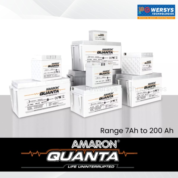 An uninterruptible power supply and a reliable backup battery is the backbones of any power supply solution, be it in the process industry, service industry, banking infrastructure, or IT/ITES installations. With interconnected systems, high-end automation and critical data being saved, it becomes imperative that every installation is equipped with an uninterrupted power supply, or else the consequences can be debilitating in terms of financial and operational impact.The wide range of best-in-class Small & Medium VRLA series and robust Tubular series address all the current and emerging needs of Power backup solutions. Amaron Quanta employs a unique plate design, patented paste recipe, advanced formation process and many such industry first offering solutions that have gained the trust and repute of many.True to its tagline, Life Uninterrupted, the Amaron Quanta HWS series is a perfect answer for data center battery requirements. Specially designed to deliver high power for a short duration as low as 5 minutes, it offers a wide range, extremely reliable, long life and most optimal footprint solution for the uninterrupted working of this critical and most demanding application. Range: 7 AH to 200AH