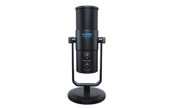Recording Simplified!Uber Mic is the perfect set-up for all your recording needs—whether it’s recording acoustic instruments & vocals, capturing pristine audio for podcasts & broadcasting, or simply bringing your gaming experience to the next level. Uber Mic does it all – start recording, streaming & broadcasting now!Jack of All TradesCrystal-clear recording demands the right tools for the job. M-Audio’s Uber Mic features a large-diaphragm 3-capsule condenser microphone, perfect for podcasting applications or capturing high-quality audio from vocalists, instruments, percussion and more. With a choice of four polar patterns including cardioid, omnidirectional, figure-8 and single point stereo, Uber Mic is primed for virtually any recording scenario:• Cardioid – a directional pattern, perfect for capturing singular sound sources while eliminating unwanted room reflections and background noise• Omnidirectional – equal output/sensitivity at all angles captures your sound sources from all directions, perfect for adding some ambience to your recordings or capturing a group of sound sources• Figure 8 - equal output/sensitivity on two sides of the microphone, ideal for capturing two independent sound sources simultaneously• Stereo – picks up from the left and right side of the microphone, producing a true stereo imageFeatures - 1. Easy, intuitive operation for any application2. Wide-range 30–20,000Hz frequency response delivers detailed, natural sound3. 3-capsule condenser microphone element, including single-point stereo4. 4 selectable polar patterns to customize your ideal recording5. Polar patterns: cardioid, figure-8, omnidirectional, and stereo6. 1/8” headphone jack and internal headphone amplifier7. USB/direct mixing control with mic volume control enables zero-latency recording and monitoring8. Microphone mute control ensures privacy9. LCD display shows polar pattern and currently selected control level10. Studio-quality recording and playback for accurate reproduction11. Convenient desktop mounting with threaded insert for optional stand-mounting12. Integrated stand fits easily into any setup13. iOS compatibility using the Apple iPad Camera Connection Kit (sold separately)Specifications - Microphone:Type: 3-capsule condenser USB microphoneCapsule Size: 16mmPolar Patterns: Figure 8, cardioid, omni, and stereoFrequency Response: 30 Hz - 20 KHzSensitivity: -45 dB (0 dB = 1V/Pa @ 1 kHz)SNR: 110 dBMaximum SPL: 120 dB (THD <1%, 1 kHz)Headphone Output: Impedance: 10 ΩOutput Power: 30 mW (@48Ω)THD: 0/03%Frequency Response: 20 Hz - 20 KHzSNR: 110 dBGeneral: Connectors:(1) 1/8” (3.5 mm) TRS/stereo headphone output(1) mini-USB port(1) 5/8”-27 mounting pointPower:via mini-USBDimensions:4.5” x 10.75” / 11.4 x 27.3 cm (diameter x height; with integrated stand)Weight:4.0 lb. / 1.8 kg (microphone & integrated stand) 1.5 lb.0.7 kg (microphone only)2.1 lb. / 1.0 kg (integrated stand only)
