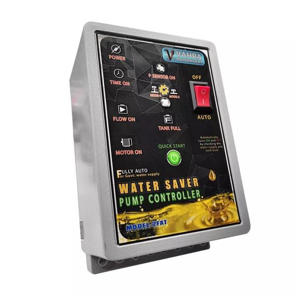 The Vahra Automatic Water Controller is a smart and reliable solution for managing water levels in overhead tanks, sumps, and borewells. It automates your motor operation, saving water, electricity, and manual effort. Ideal for homes, apartments, and commercial spaces.Key Features:• Fully automatic operation – turns motor ON when water is low and OFF when full• Dry run protection – protects the motor when water source is empty• LED indications – shows tank level, motor status, and fault alerts• Works with all types of pumps – mono-block, submersible, and open-well (up to 2 HP)• Monitors both overhead tank and sump/borewell• Saves electricity and increases motor life• Manual override option availableTechnical Specifications:• Input Voltage: 220V AC, 50Hz• Sensor Type: Float sensor or SS sensor (model dependent)• Control System: Microcontroller-based• Enclosure: Weatherproof and shock-resistant• Warranty: 1 yearApplications:• Homes and Villas• Apartments and Residential Complexes• Commercial Buildings• Agricultural BorewellsWhy Choose Vahra?Vahra water controllers are built for durability, precision, and ease of use. Trusted by thousands, it's the smart way to automate your water system and protect your motor.