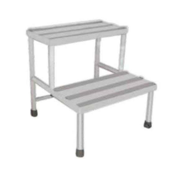 Design: Two-step foot stool for patient accessibility in hospitals and clinics.Steps:Made from non-slip PVC-coated sheetEdged with Aluminum Strips for added durability and anti-skid protectionFrame:Constructed from Mild Steel (MS)Finished with epoxy powder coating for corrosion resistanceHeight: Approx. 1st Step – 6“, 2nd Step – 12” (customizable on request)Rubber Shoes: Non-marking anti-slip rubber tips on all legsHospital Furniture Manufacturer in India/Gurgaon/Delhi NCRBest Medical furniture supplier/Manufacture in Gurgaon/Delhi NCRHospital Medical Equipments supplier/Manufacture in Gurgaon/Delhi NCR