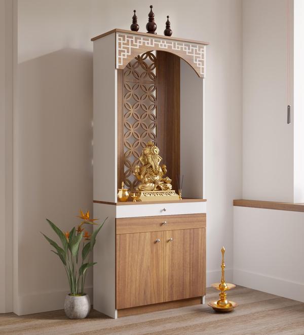 Pooja Shelf Stand  – Divine & Compact Solution for Sacred SpacesCreate a peaceful and organized prayer area with our Pooja Shelf Stand and Pooja Shelves Stand, designed to bring elegance and spirituality into your home. Made from premium wood, engineered board, or metal, these stands are ideal for placing idols, lamps, incense holders, and sacred items. Perfect for living rooms, kitchen corners, or dedicated pooja rooms, this compact yet graceful shelf offers durability, easy installation, and divine aesthetics. Choose from wall-mounted or floor-standing options to match your space and style.