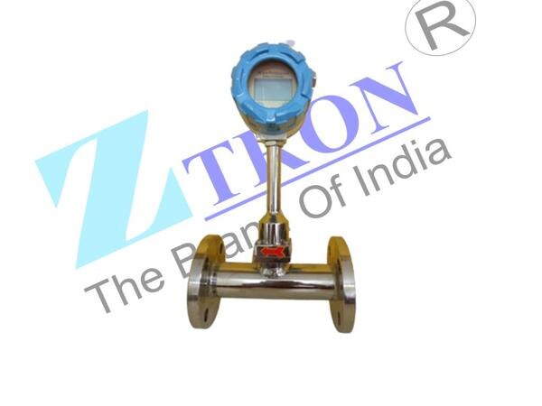 A vortex flow meter is a type of flow meter that measures the flow of fluids, such as gases and liquids, by detecting the vortices (swirling patterns) created by the fluid as it flows past a bluff body or an obstruction in the flow path. The basic principle behind vortex flow meters is the Kármán vortex street phenomenon.Here's how a vortex flow meter typically works:Bluff Body: The flow meter includes a bluff body or a shedder bar placed in the flow stream. This obstruction creates alternating vortices downstream as the fluid flows past it.Vortex Shedding: As the fluid flows past the bluff body, vortices are alternately shed on either side of the obstruction. The frequency of vortex shedding is proportional to the flow velocity.Sensor: Sensors, such as piezoelectric crystals or pressure sensors, are used to detect the vortices. These sensors pick up the pressure fluctuations caused by the vortex shedding.Signal Processing: The electronic components of the flow meter process the signals from the sensors to determine the frequency of the vortices. This frequency is then correlated with the fluid flow rate.Output: The flow rate information is typically displayed digitally or transmitted as an analog or digital signal for further processing or recording.Vortex flow meters offer several advantages, including:Wide Range of Applications: They can be used for both gases and liquids in various industries such as chemical, petrochemical, oil and gas, water treatment, and more.Low Maintenance: Vortex flow meters generally have no moving parts, reducing the need for maintenance.Accuracy: They can provide accurate flow measurements under certain conditions.Versatility: Vortex flow meters can handle a wide range of flow rates and temperatures.