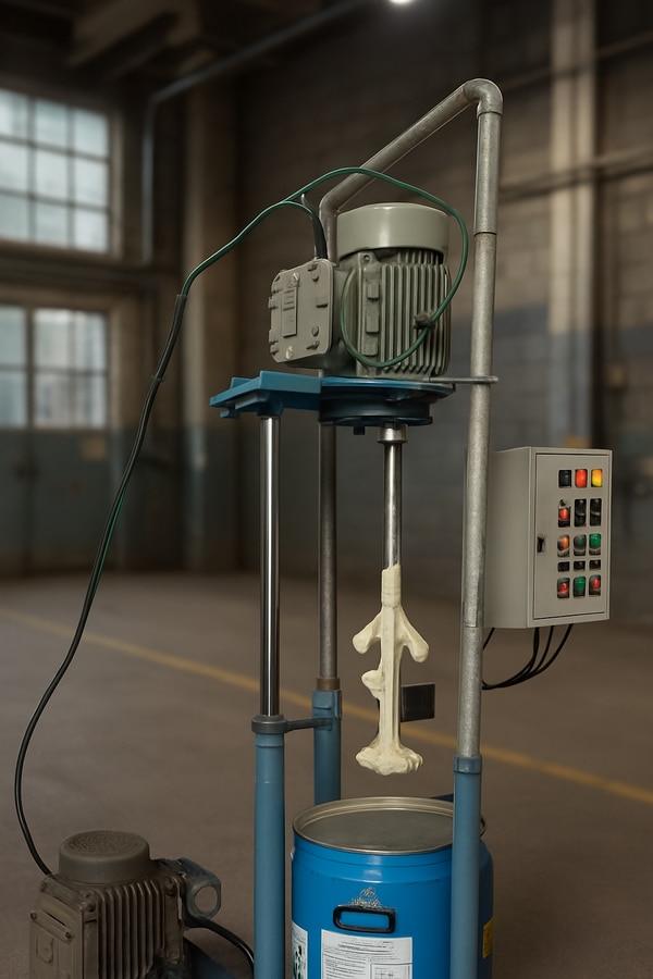 Hydraulics Liquid MixerWe offer Hydraulics Liquid Mixer with vertical movement. Along with blade rotation the shaft and blade can be moved up and down for better mixing. It is specially made for PAINT mixing of 100L onwards. Prime mover is 5HP electric motor coupled with V belts. Entire head is moving up and down with the help of hydraulic cylinder. This helps replacing the container. Shaft speed can be controlled with the help of VFD (Optional) from 0 to 1400RPM.