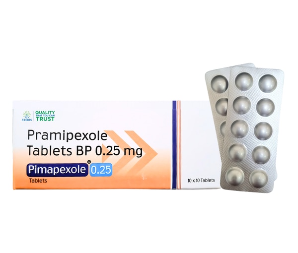 PIMAPEXOLE 0.25 is a prescription medication that contains Pramipexole 0.25 mg, a dopamine agonist used for the treatment of Parkinson's disease and Restless Leg Syndrome (RLS). This medication works by stimulating dopamine receptors in the brain, helping to restore balance in motor function and reduce the symptoms associated with these neurological conditions.What is PIMAPEXOLE 0.25?PIMAPEXOLE 0.25 is a dopamine receptor stimulant that mimics the action of dopamine, a chemical messenger involved in movement and coordination. It is primarily used to relieve the motor symptoms of Parkinson’s disease such as tremors, stiffness, and slowness of movement. It is also effective in treating Restless Leg Syndrome by reducing the uncomfortable sensations and the irresistible urge to move the legs.Uses of PIMAPEXOLE 0.25Parkinson’s Disease: Helps reduce motor symptoms by compensating for the brain's reduced dopamine levels.Restless Leg Syndrome (RLS): Reduces discomfort and the need to move the legs, especially during periods of rest or sleep.How PIMAPEXOLE 0.25 WorksPramipexole acts by directly stimulating dopamine receptors in the brain, especially in areas responsible for body movement. Unlike levodopa, which gets converted into dopamine, pramipexole bypasses this process and directly activates the necessary receptors, offering sustained symptom control.Side Effects of PIMAPEXOLE 0.25Common side effects may include:NauseaDizzinessFatigueInsomniaHallucinationsLow blood pressure (especially when standing)Serious side effects may include compulsive behaviors, heart problems, and sudden sleep episodes. Report any unusual behavior or symptoms to your doctor promptly.Precautions Before Using PIMAPEXOLE 0.25Inform your doctor if you have heart disease, kidney problems, or mental health issues.Avoid driving or operating machinery if you feel drowsy.Use cautiously in elderly patients, as they may be more prone to hallucinations or confusion.Let your doctor know if you’re pregnant, planning to become pregnant, or breastfeeding.Avoid alcohol consumption while taking this medication, as it may increase drowsiness or dizziness.Drug Interactions: What Drugs Interact with PIMAPEXOLE 0.25?PIMAPEXOLE 0.25 can interact with several medications, such as:Antipsychotics (e.g., haloperidol, risperidone) – may reduce the effectiveness of pramipexole.Sedatives or sleeping pills – may increase drowsiness.Cimetidine – can increase pramipexole levels in the body.Levodopa or other dopaminergic drugs – may enhance the risk of side effects such as hallucinations or involuntary movements.Always consult your healthcare provider before starting, stopping, or combining PIMAPEXOLE 0.25 with any other medication.ConclusionPIMAPEXOLE 0.25 (Pramipexole 0.25 mg tablet) offers effective symptomatic relief for individuals suffering from Parkinson’s disease and Restless Leg Syndrome. Its targeted action on dopamine receptors helps manage symptoms and improve quality of life. Regular follow-ups and medical supervision are essential to ensure safety and optimal results.