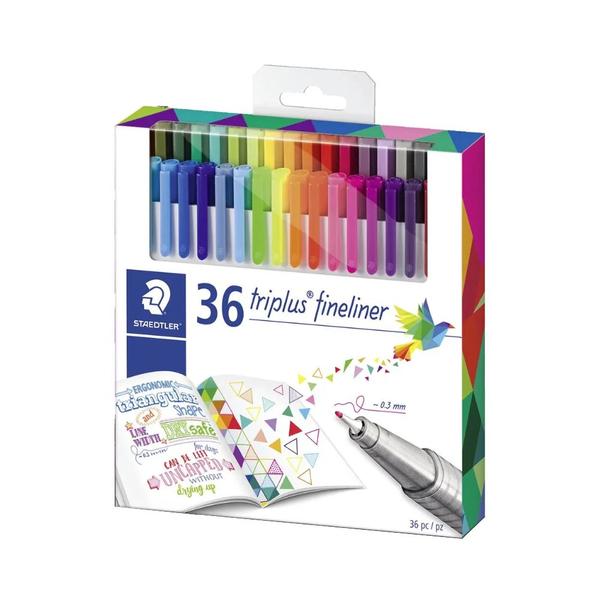 Fineliner with superfine, metal-clad tipErgonomic triangular shape for relaxed and easy writingDRY SAFE - can be left uncapped for days without drying up, except neon coloursWater-based inkWashes easily out of most textilesPP barrel guarantees long service lifeLine width approx. 0.3 mmAvailable in stand-up STAEDTLER box