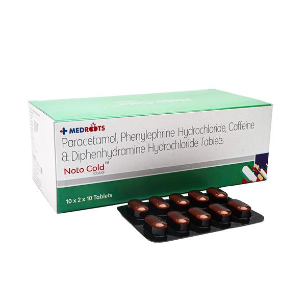 Caffeine+Diphenhydramine+Paracetamol+Phenylephrine is a combination of four medicines: Paracetamol, Caffeine, Diphenhydramine, and Phenylephrine. This combination is helpful in relieving the symptoms of cold such as body ache, headache, fatigue, fever, watery eyes, sneezing, cough, sore throat, runny and stuffy nose.