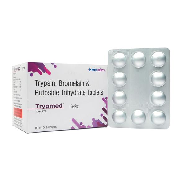 Bromelain + Trypsin + Rutoside is a combination of two enzymes (Bromelain , Trypsin ), and an antioxidant ( Rutoside).The enzymes work by increasing the blood supply to the affected area and help the body produce substances that fight pain and swelling. The antioxidant protects the body from damage by chemicals (free radicals) and further reduces swelling.