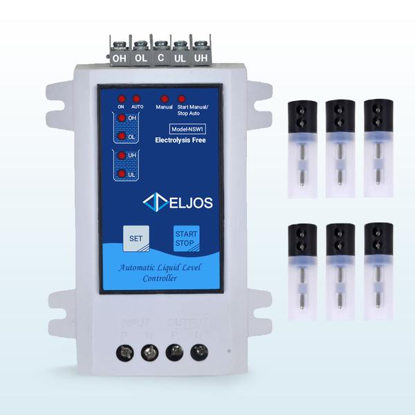 Single Phase Automatic Water Level Controller For Two Tank(With Motor Protection & Intelligent Control Modes) ✅ Key Features 🔹 Built-in Safety Protections High Voltage Protection Low Voltage Protection Overload Protection Dry Run Protection Power Failure Auto-Recovery 🔹 High-Quality Sensor Technology 6 Nos. Stainless-Steel 316 Grade Sensors White . Reliable and Maintenance-Free Operation 🔹 Electrical Specifications Operating Voltage: 230V – 250V AC Current Capacity: Supports up to 20 Amps 🔹 Motor Compatibility Supports up to 2 HP Motor Load 🔹 Operating Modes Fully Automatic Mode Manual Operation Mode Manual Start / Auto Stop Mode 🔹 Efficiency & Savings Saves Water Saves Electricity 🔹 Pan India Weather Compatibility Built to perform reliably in diverse Indian climates and geographical regions 📞 Customer Support Call: +91 99252 85222 🛡️ Warranty 1 Year Manufacturer Warranty