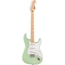 The Squier Sonic Stratocaster is ready to launch any musical adventure into warp speed, offering iconic Fender style and inspiring tone for players at any stage. This Strat sports a slim and inviting “C”-shaped neck profile and a thin, lightweight body for optimal playing comfort while a trio of Squier single-coil pickups chime with crystal clarity for a wide variety of versatile tones. Further details of this model include a tremolo bridge for expressive vibrato effects, sealed-gear tuning machines for smooth, accurate tuning and durable chrome-plated hardware that is sure to catch the spotlight.Features:Thin and lightweight bodySquier single-coil pickups6-saddle tremolo bridgeSealed-gear tuning machinesChrome hardwareHighlightsSYNCHRONIZED TREMOLO BRIDGEThis Stratocaster features a synchronized tremolo bridge for expressive string-bending effects.SQUIER SINGLE-COIL PICKUPSVoiced in-house at Fender, these Squier single-coil pickups produce crisp, articulate tone for a wide variety of musical styles.SEALED DIE-CAST TUNING MACHINESSealed die-cast tuning machines have a smooth action for accurate tuning.Specifications:BodyBody: PoplarBody Finish: Gloss PolyurethaneBody Shape: StratocasterBody Material: PoplarNeckNeck Material: MapleNeck Finish: Satin UrethaneNeck Shape: “C” ShapeNeck Construction: Bolt-OnFingerboard Radius: 9.5″ (241 mm)Fingerboard Material: MaplePosition Inlays: Black DotNumber of Frets: 21Truss Rod: Single-ActionTruss Rod Nut: 4 mm HexString Nut: Synthetic BoneNut Width: 1.650″ (42 mm)Nut Material: Synthetic Bone
