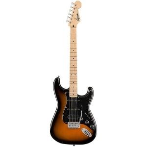 OverviewThe Squier Sonic™ Stratocaster® HSS is ready to launch any musical adventure into warp speed, offering iconic Fender® style and inspiring tone for players at any stage. This Strat® sports a slim and inviting “C”-shaped neck profile and a thin, lightweight body for optimal playing comfort. The HSS pickup configuration denotes a humbucking (H) bridge pickup for substantial, high-output tone, complimenting the single-coil (S) neck and middle pickups that chime with crystal clarity. Further details of this model include a tremolo bridge for expressive vibrato effects, sealed-gear tuning machines for smooth, accurate tuning and durable chrome-plated hardware that is sure to catch the spotlight.FEATURESThin and lightweight bodySquier humbucking bridge pickup, single-coil neck and middle pickups (HSS)6-saddle tremolo bridgeSealed-gear tuning machinesChrome hardware