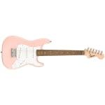 The Squier Mini Stratocaster® is the perfect companion for players seeking a reduced-size instrument with classic styling and familiar Fender® tone. Highlights include a thin and lightweight body, an easy-to-play “C”-shaped neck profile, a trio of Squier single-coil pickups with 5-way switching for sonic variety, and a hardtail bridge for solid tuning stability.FEATURES100% Designed by FenderThin and lightweight bodyThree single-coil pickupsSealed die-cast tuning machinesHardtail bridgeBODYBody Material: PoplarBody Shape: Stratocaster®Body Finish: Gloss PolyurethaneNECKNeck Material: MapleNeck Finish: Satin UrethaneNeck Shape: “C” ShapeScale Length: 22.75” (578 mm)Fingerboard Material: Indian LaurelFingerboard Radius: 9.5″ (241 mm)Number of Frets: 20Fret Size: Narrow TallNut Material: Synthetic BoneNut Width: 1.6” (40.6 mm)Position Inlays: Pearloid DotTruss Rod: StandardELECTRONICSBridge Pickup: Standard Single-Coil Strat®Middle Pickup: Standard Single-Coil Strat®Neck Pickup: Standard Single-Coil Strat®Controls: Volume, ToneSwitching: 5-Position Blade: Position 1. Bridge Pickup, Position 2. Bridge and Middle Pickup, Position 3. Middle Pickup, Position 4. Middle and Neck Pickup, Position 5. Neck PickupConfiguration: SSSHARDWAREBridge: 6-Saddle HardtailHardware Finish: ChromeTuning Machines: Standard Die-CastPickguard: 1-Ply WhiteControl Knobs: White PlasticSwitch Tip: WhiteNeck Plate: 4-Bolt Squier®